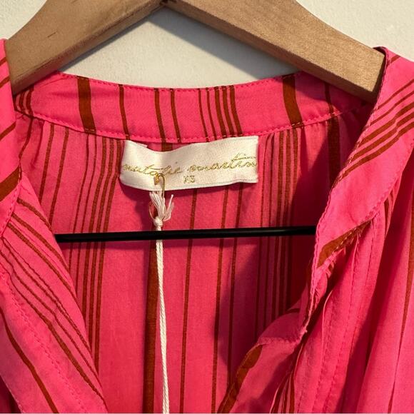 NWT Natalie Martin Pink Striped Long Sleeve Mini Dress XS - Picture 6 of 11